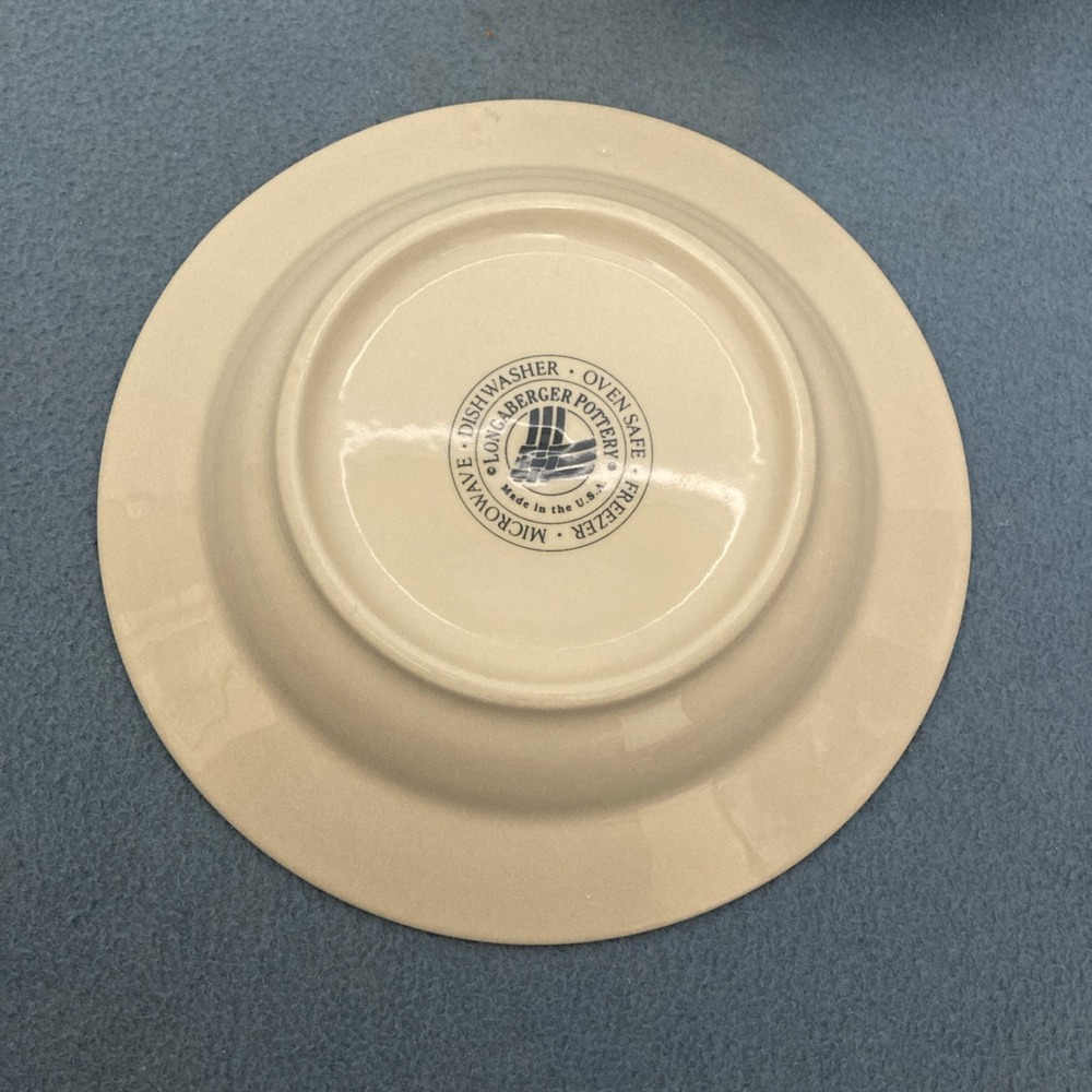 Longaberger Pottery Woven Traditions Classic Blue 8" Rimmed Soup Bowl - Set of 2 - Picture 5 of 7
